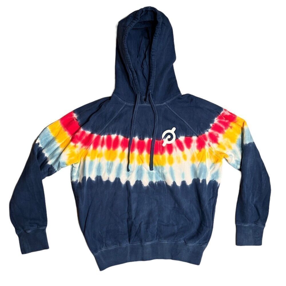 Spiritual Gangster x Peloton Hoodie WMNS S Blue Tie Dye Raglan Rainbow‎ Colorful
